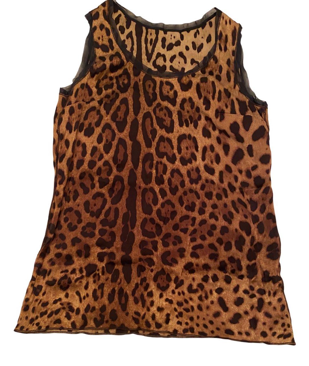 DOLCE&GABBANA Коричневая шелковая майка, фото 7