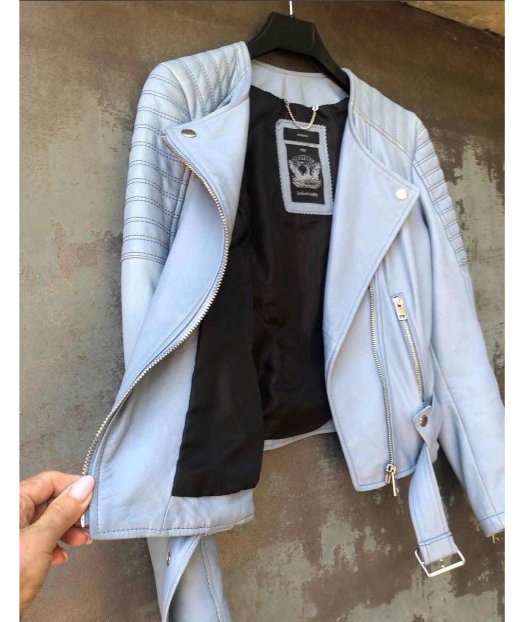 DIESEL Голубая кожаная куртка, фото 4