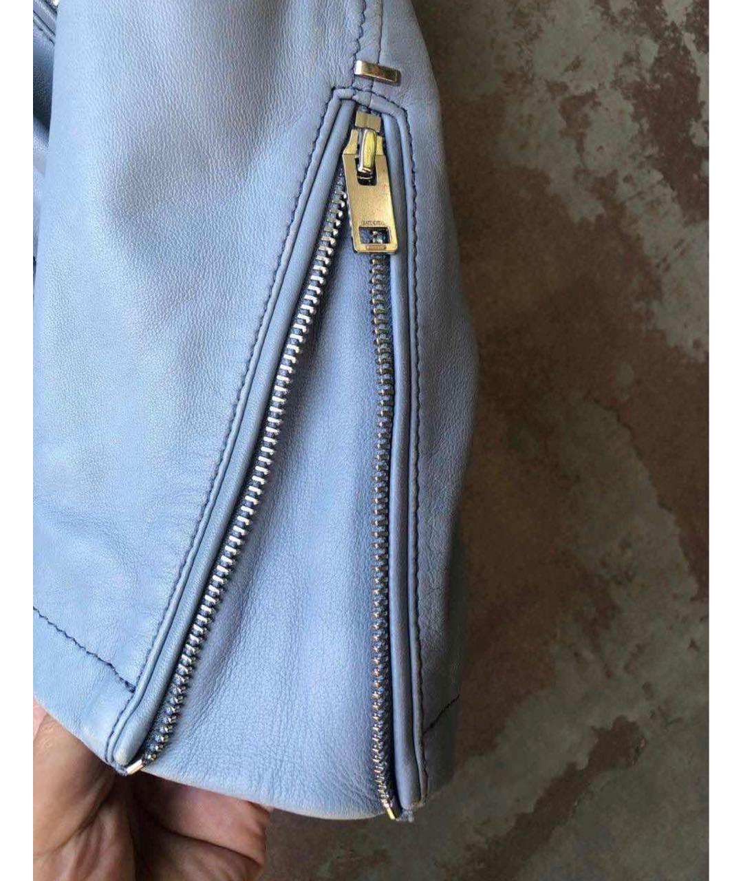 DIESEL Голубая кожаная куртка, фото 5