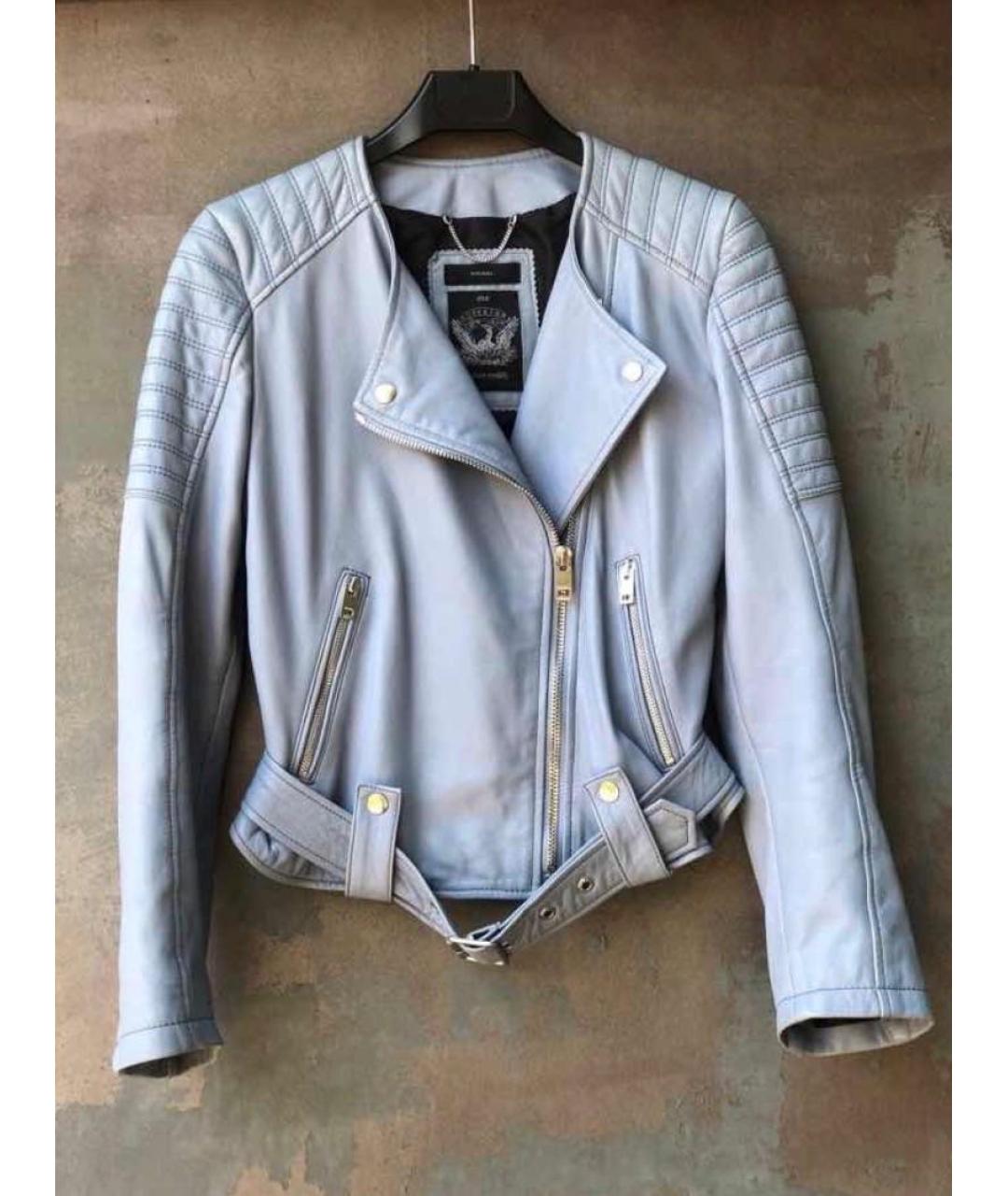 DIESEL Голубая кожаная куртка, фото 9