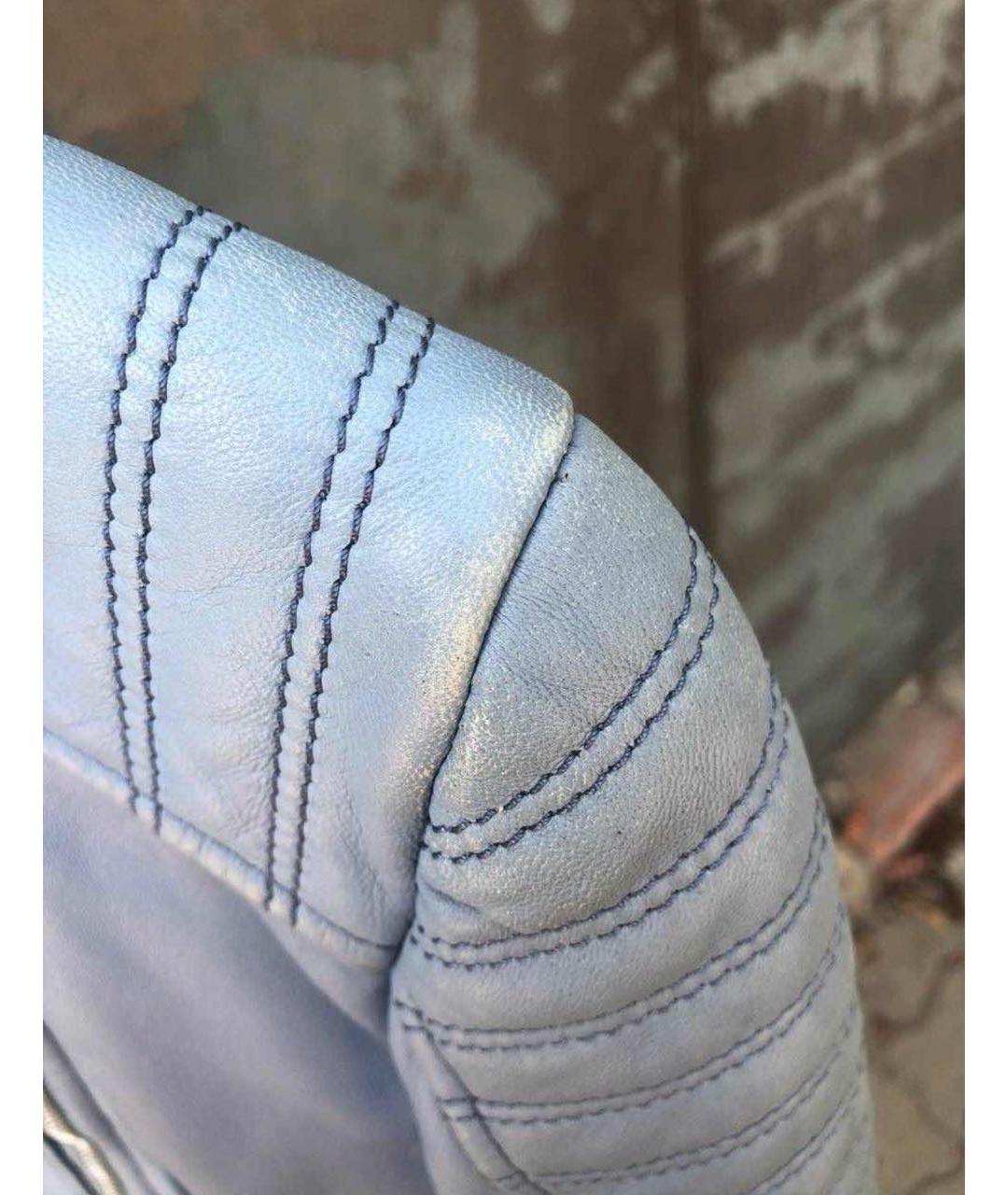 DIESEL Голубая кожаная куртка, фото 8