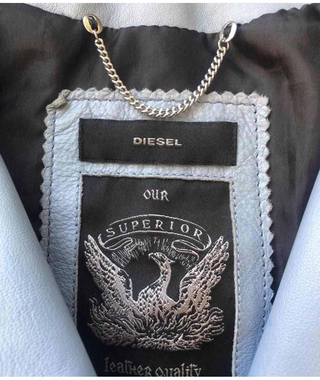 DIESEL Голубая кожаная куртка, фото 3