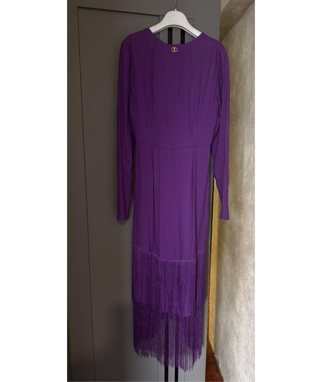 TWIN-SET Фиолетовое вискозное вечернее платье, фото 8