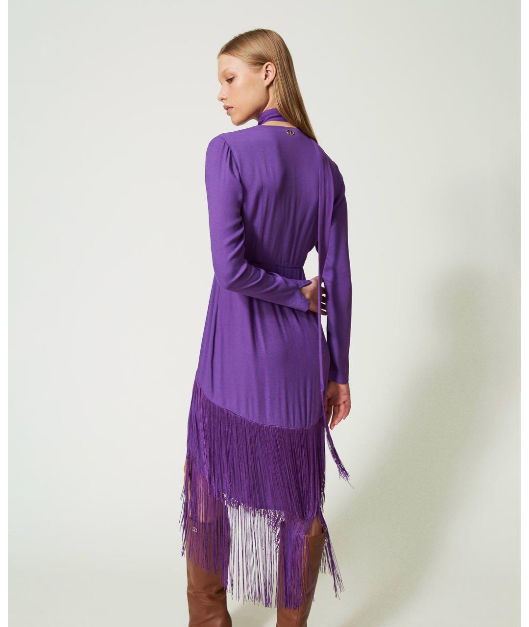 TWIN-SET Фиолетовое вискозное вечернее платье, фото 5