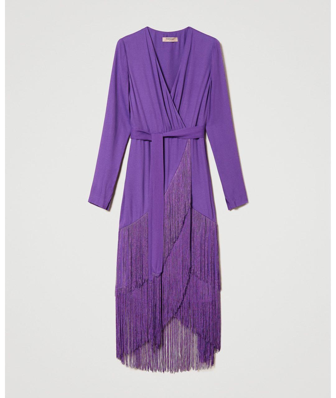 TWIN-SET Фиолетовое вискозное вечернее платье, фото 9