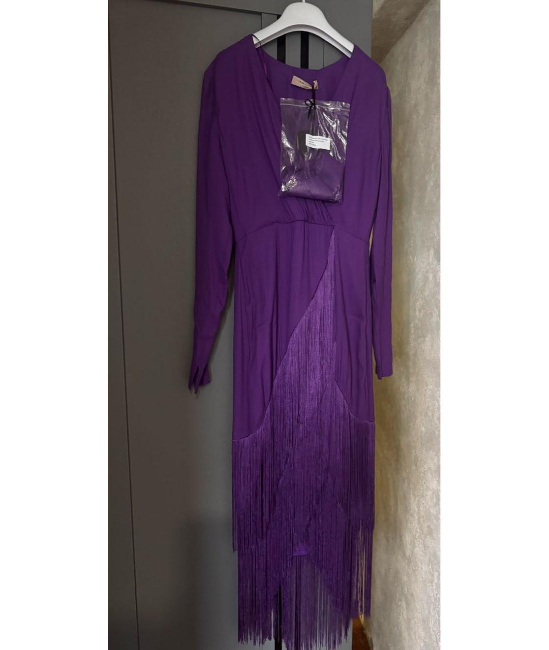 TWIN-SET Фиолетовое вискозное вечернее платье, фото 7