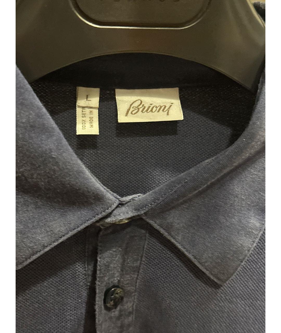 BRIONI Темно-синее хлопковое поло с коротким рукавом, фото 7