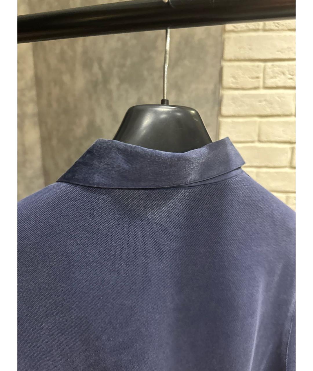 BRIONI Темно-синее хлопковое поло с коротким рукавом, фото 4