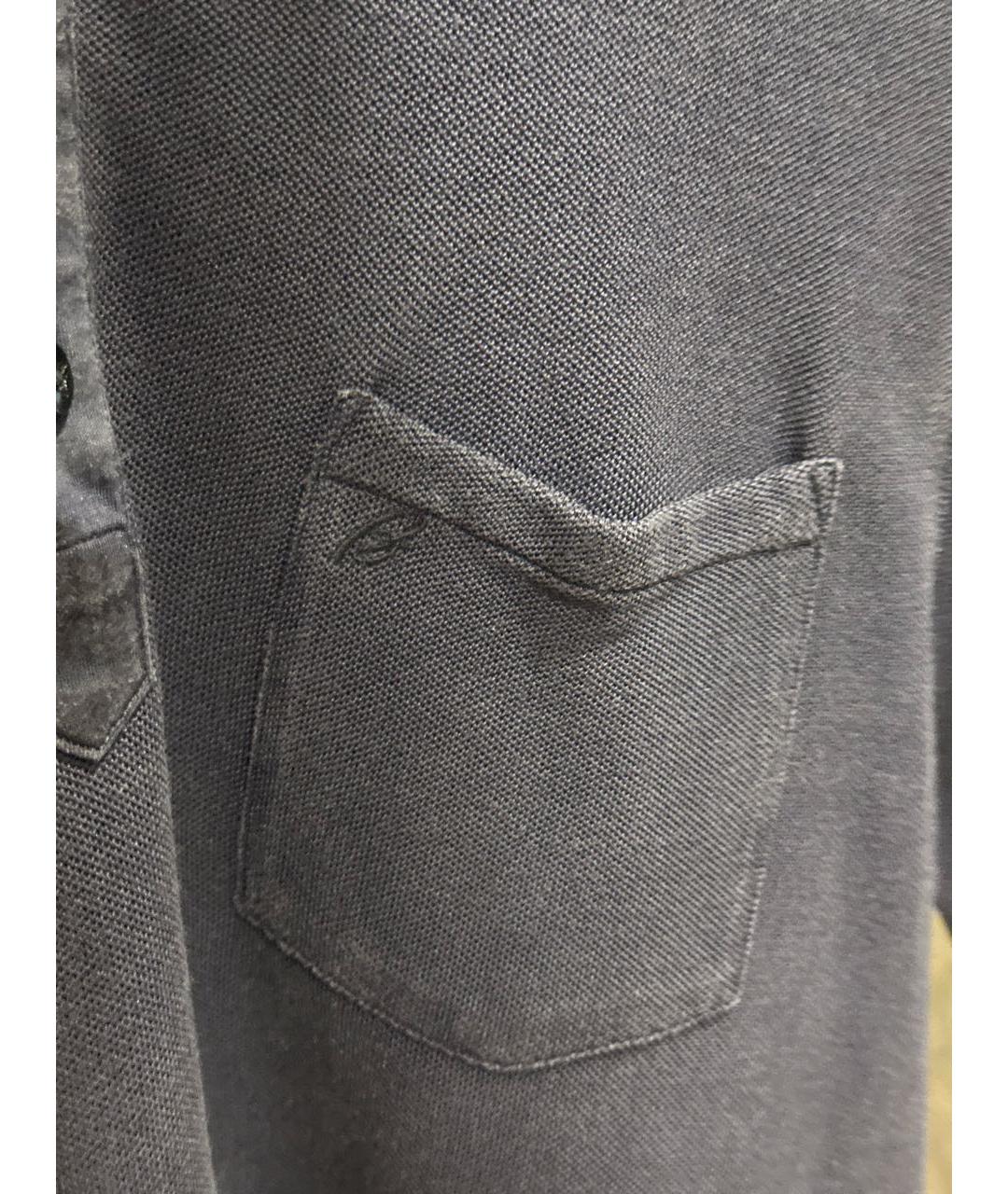 BRIONI Темно-синее хлопковое поло с коротким рукавом, фото 5