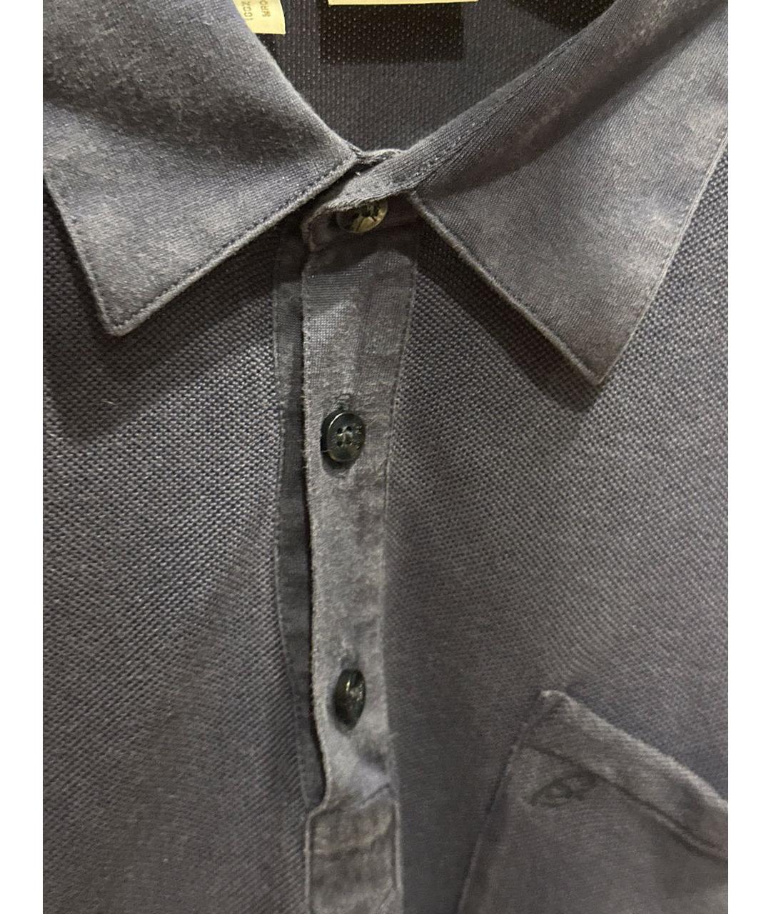 BRIONI Темно-синее хлопковое поло с коротким рукавом, фото 6