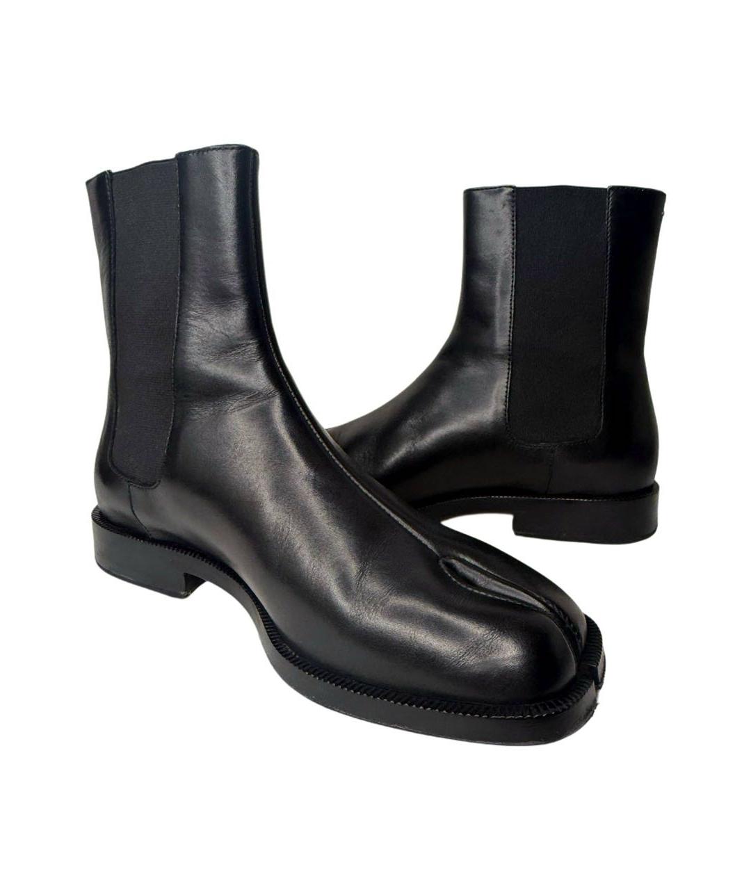 MAISON MARGIELA Черные кожаные ботинки, фото 8