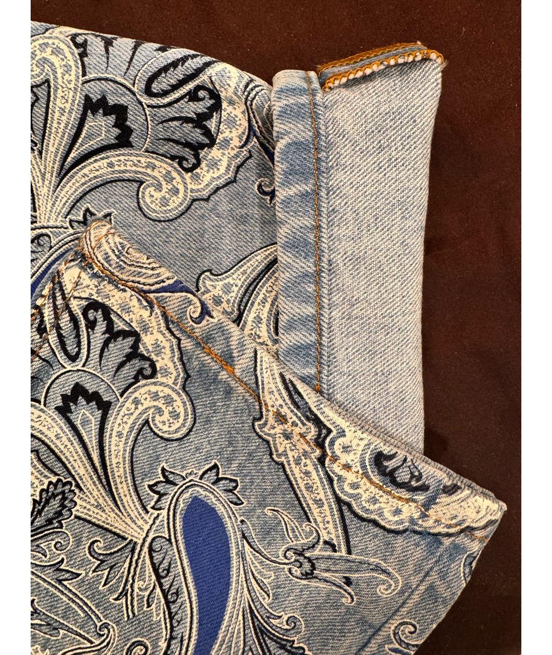 ETRO Голубые хлопковые прямые джинсы, фото 4