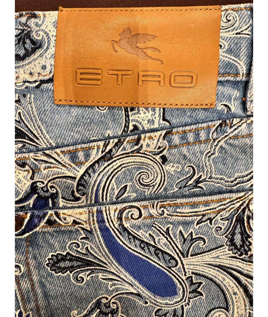 ETRO Голубые хлопковые прямые джинсы, фото 5