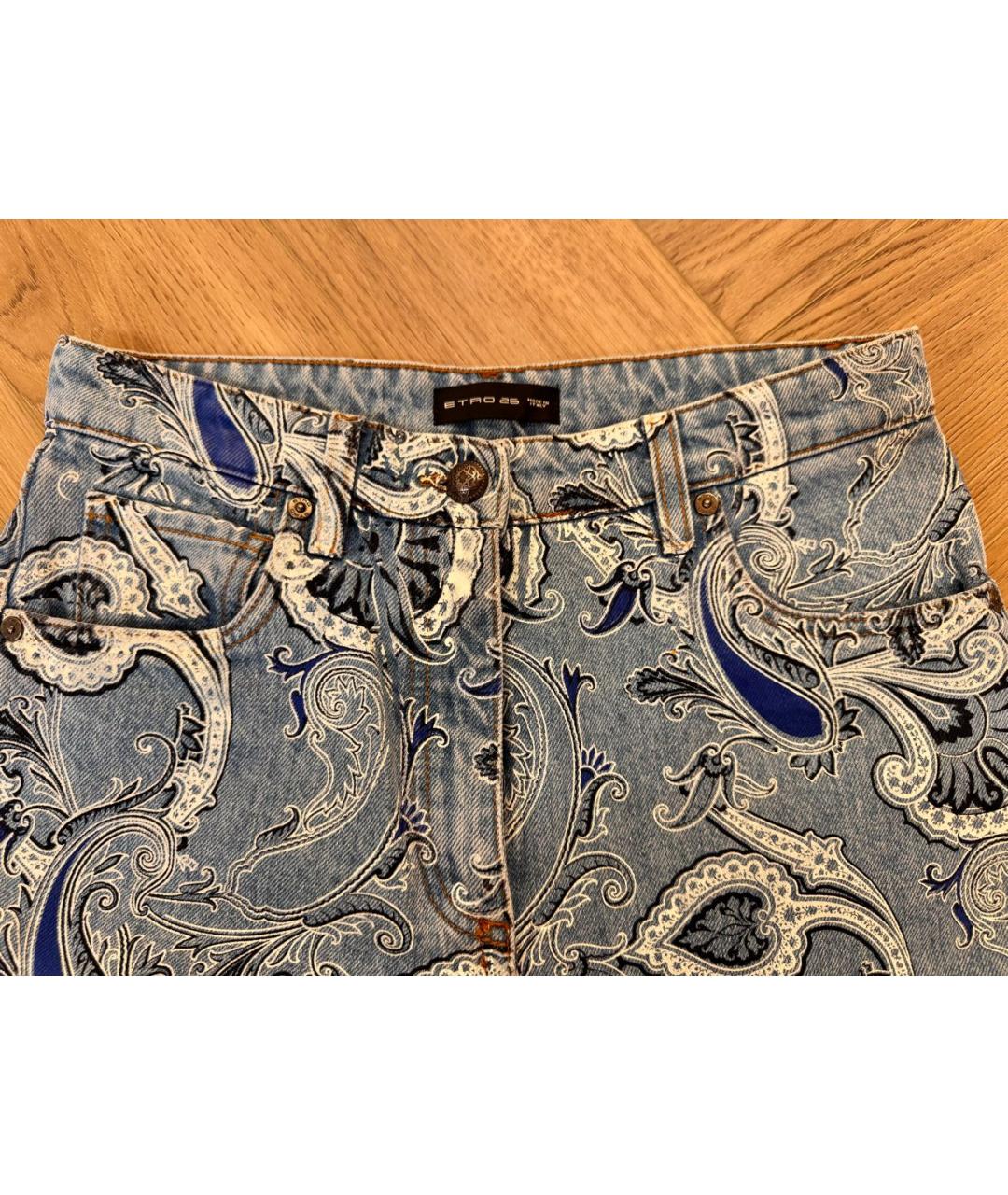 ETRO Голубые хлопковые прямые джинсы, фото 8