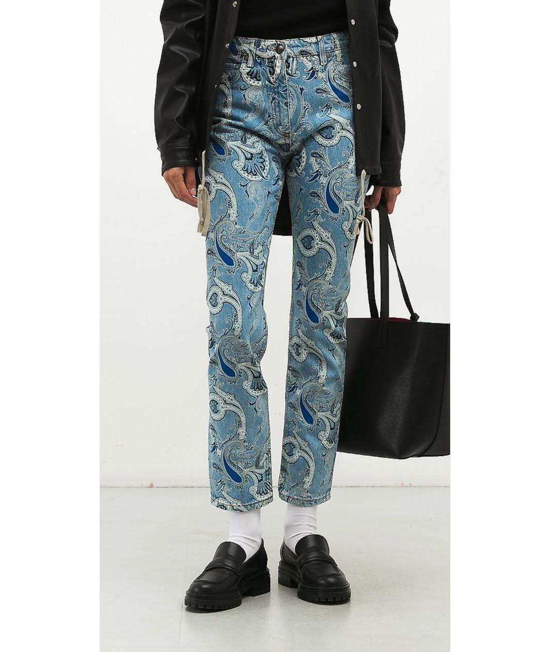 ETRO Голубые хлопковые прямые джинсы, фото 2