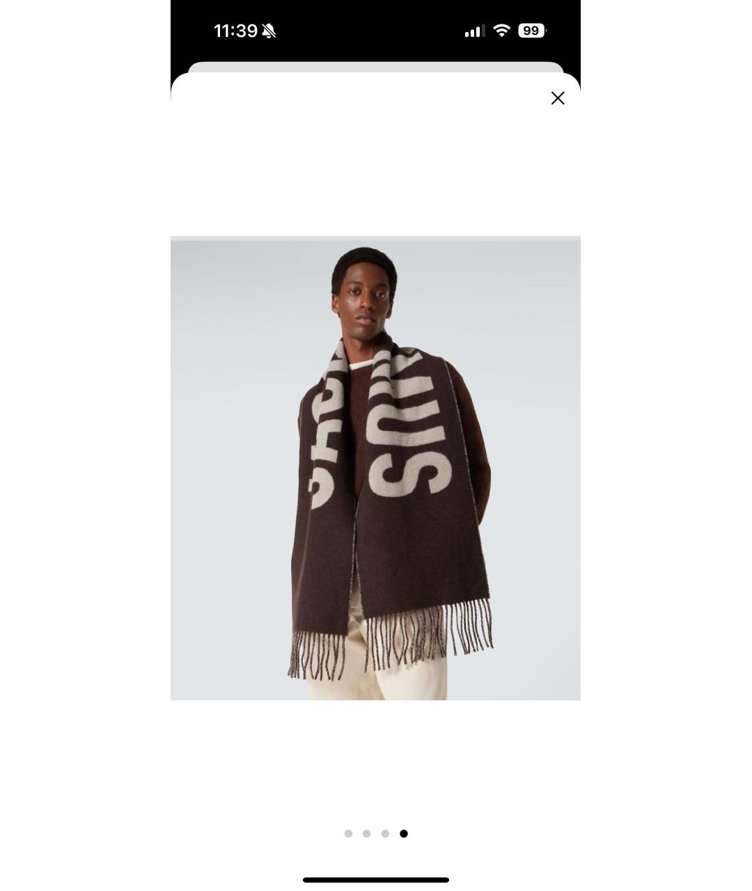 JACQUEMUS Коричневый шерстяной шарф, фото 4