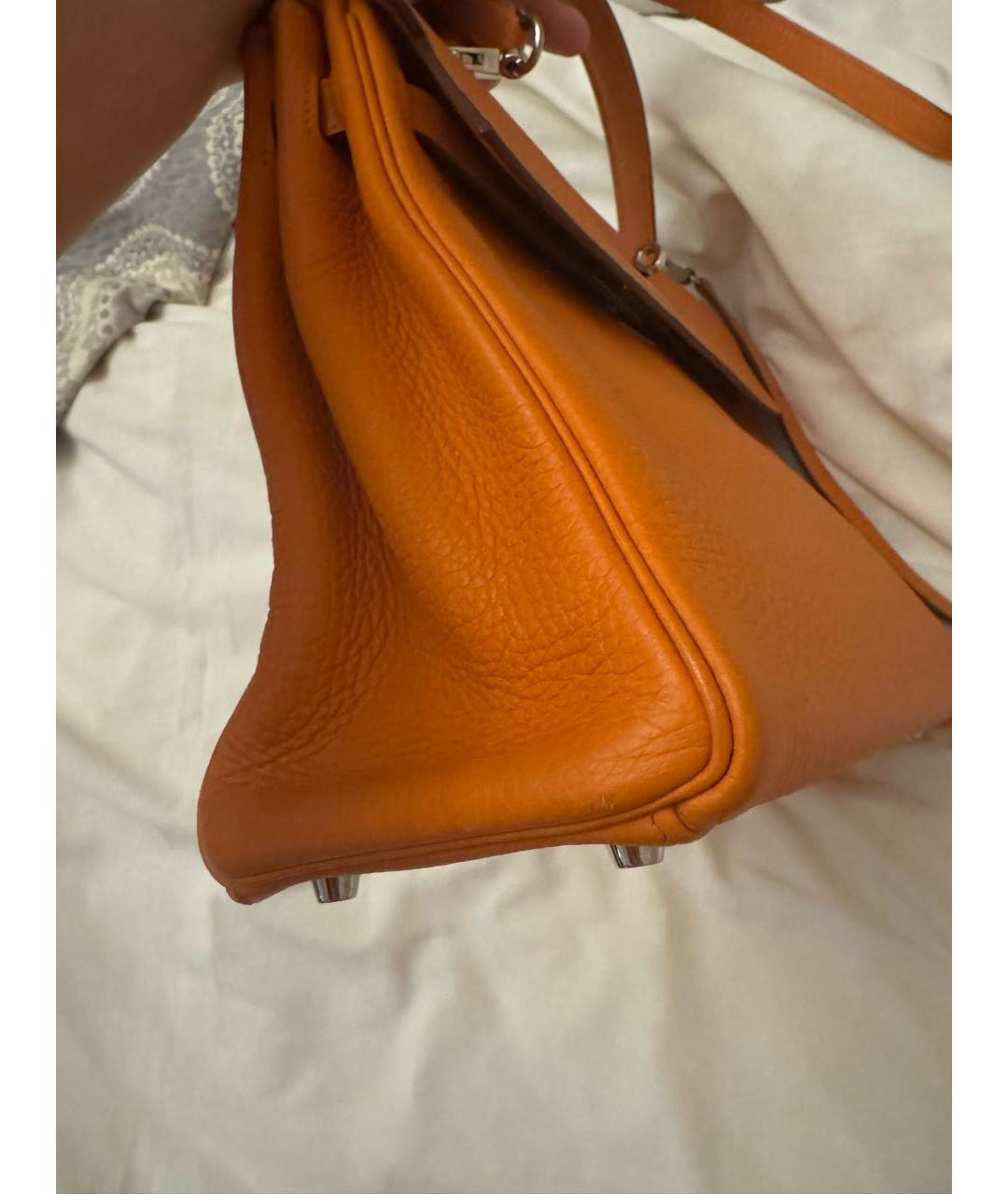 HERMES Оранжевая кожаная сумка с короткими ручками, фото 3