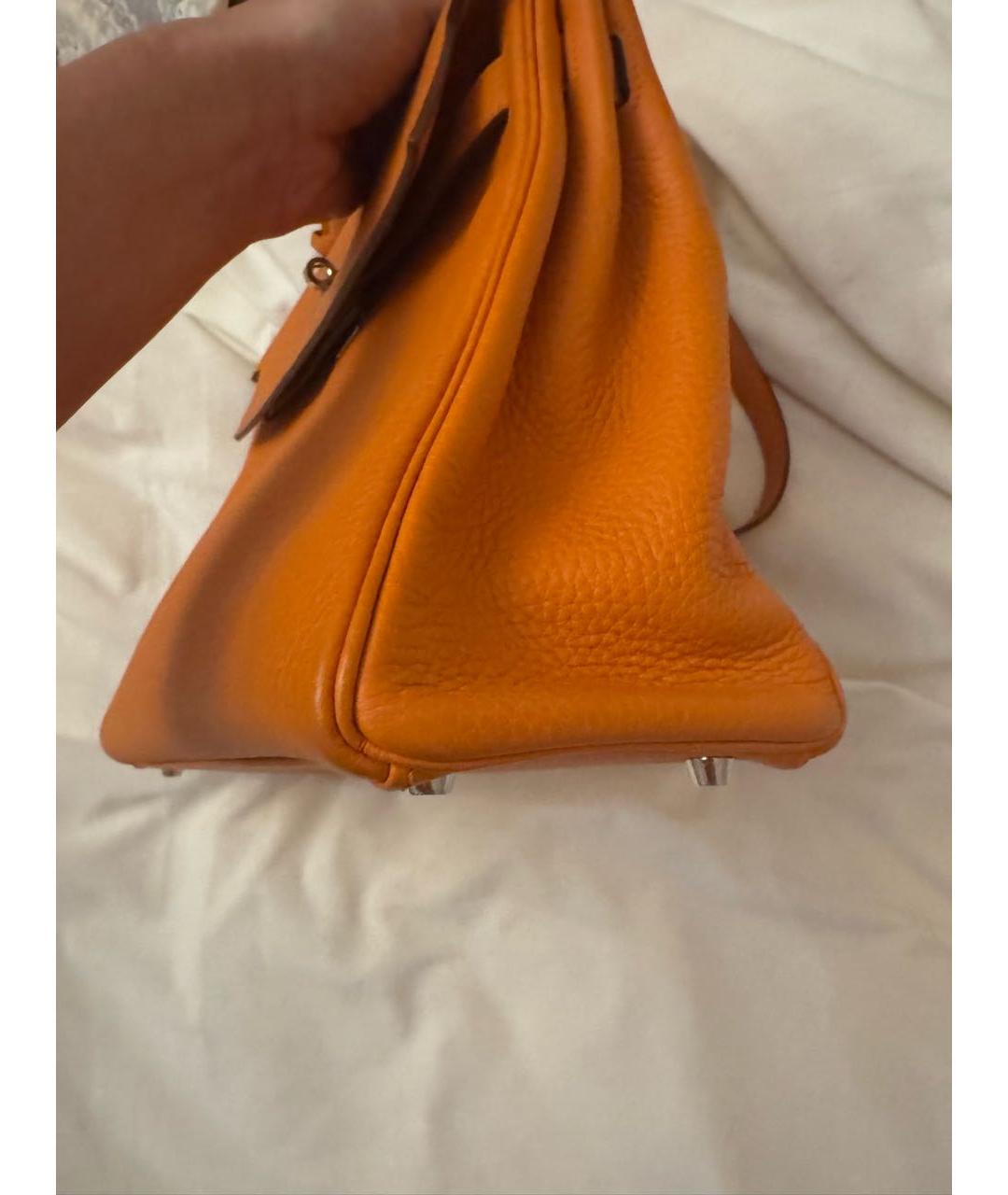 HERMES Оранжевая кожаная сумка с короткими ручками, фото 4
