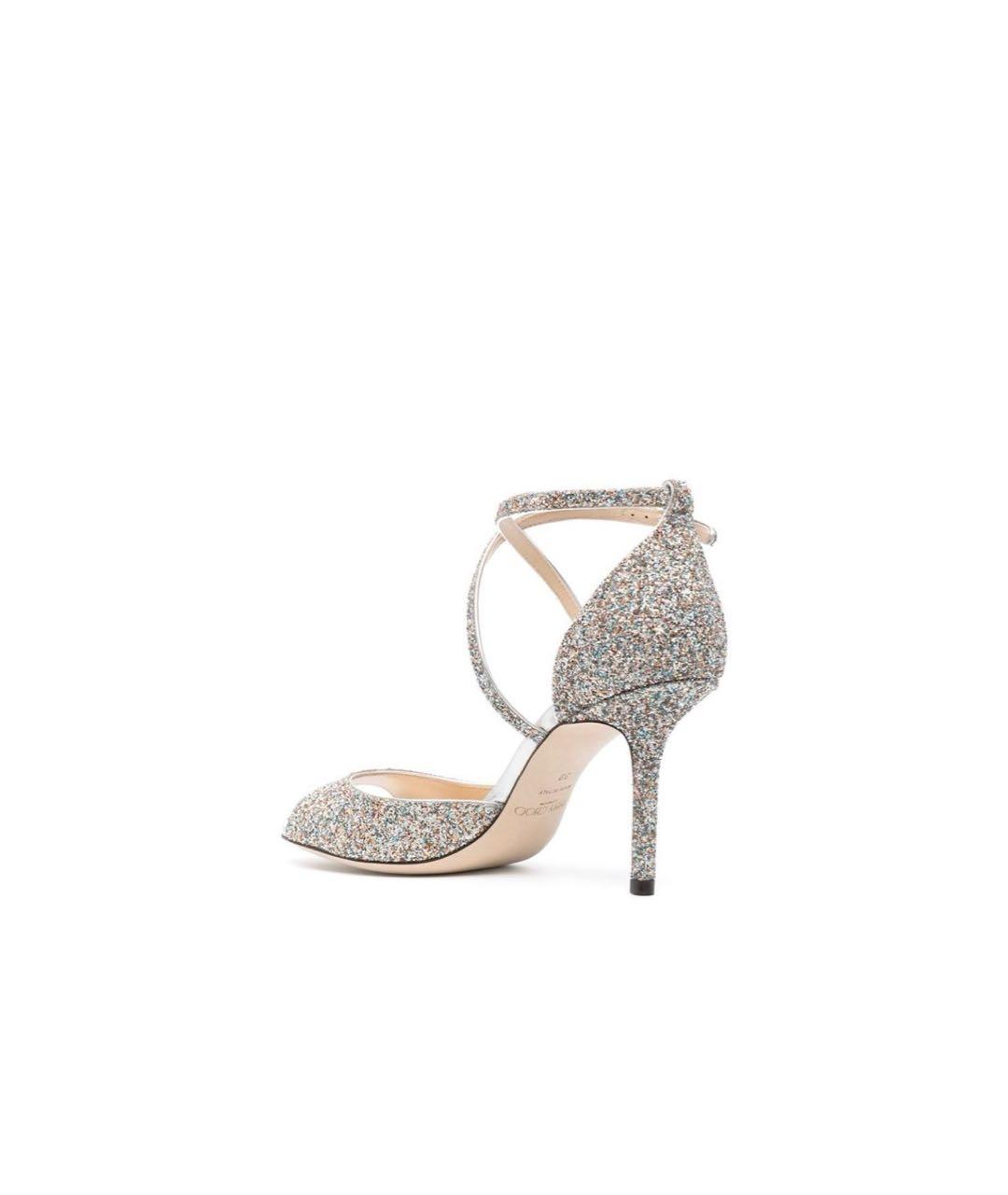 JIMMY CHOO Серебряные кожаные босоножки, фото 2