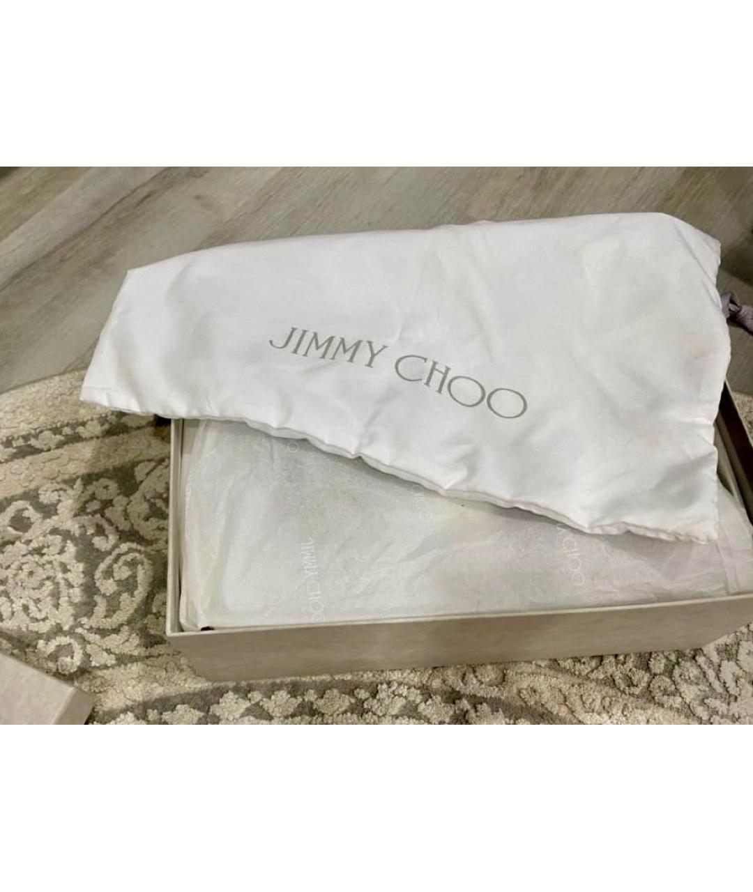 JIMMY CHOO Серебряные кожаные босоножки, фото 8