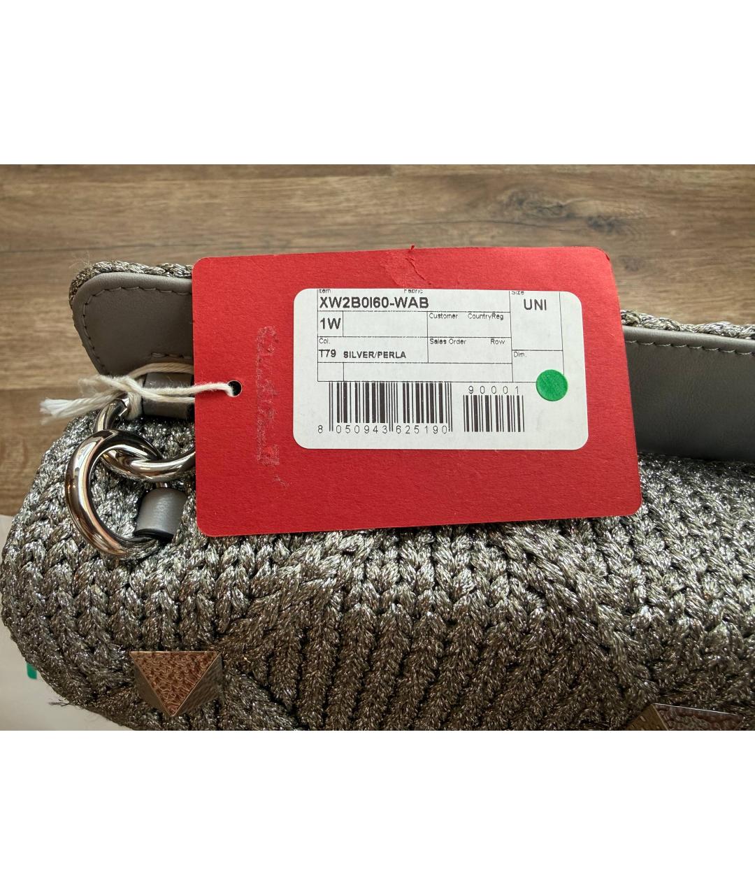 VALENTINO Серебряная тканевая сумка с короткими ручками, фото 6