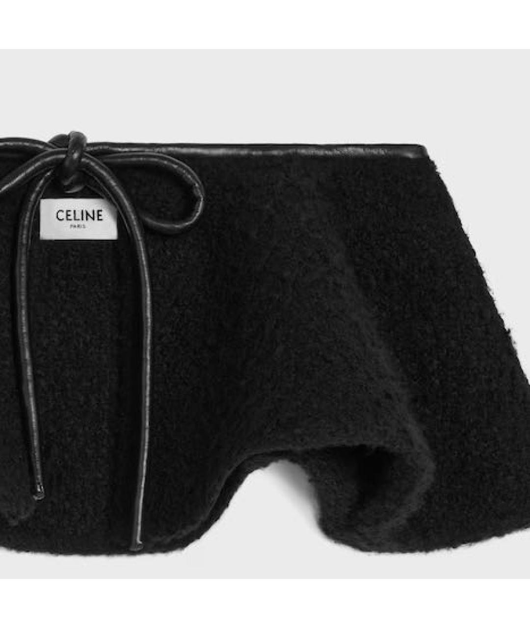 CELINE Черная кашемировая юбка мини, фото 2