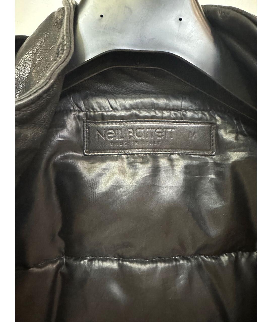 NEIL BARRETT Черный кожаный пуховик, фото 3