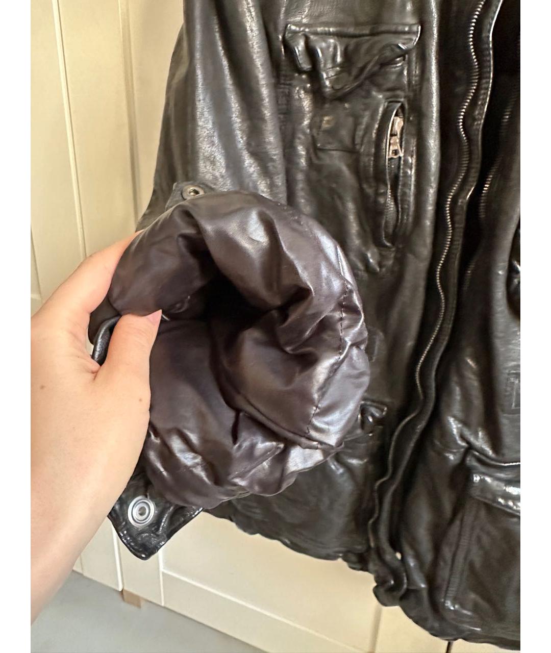 NEIL BARRETT Черный кожаный пуховик, фото 6