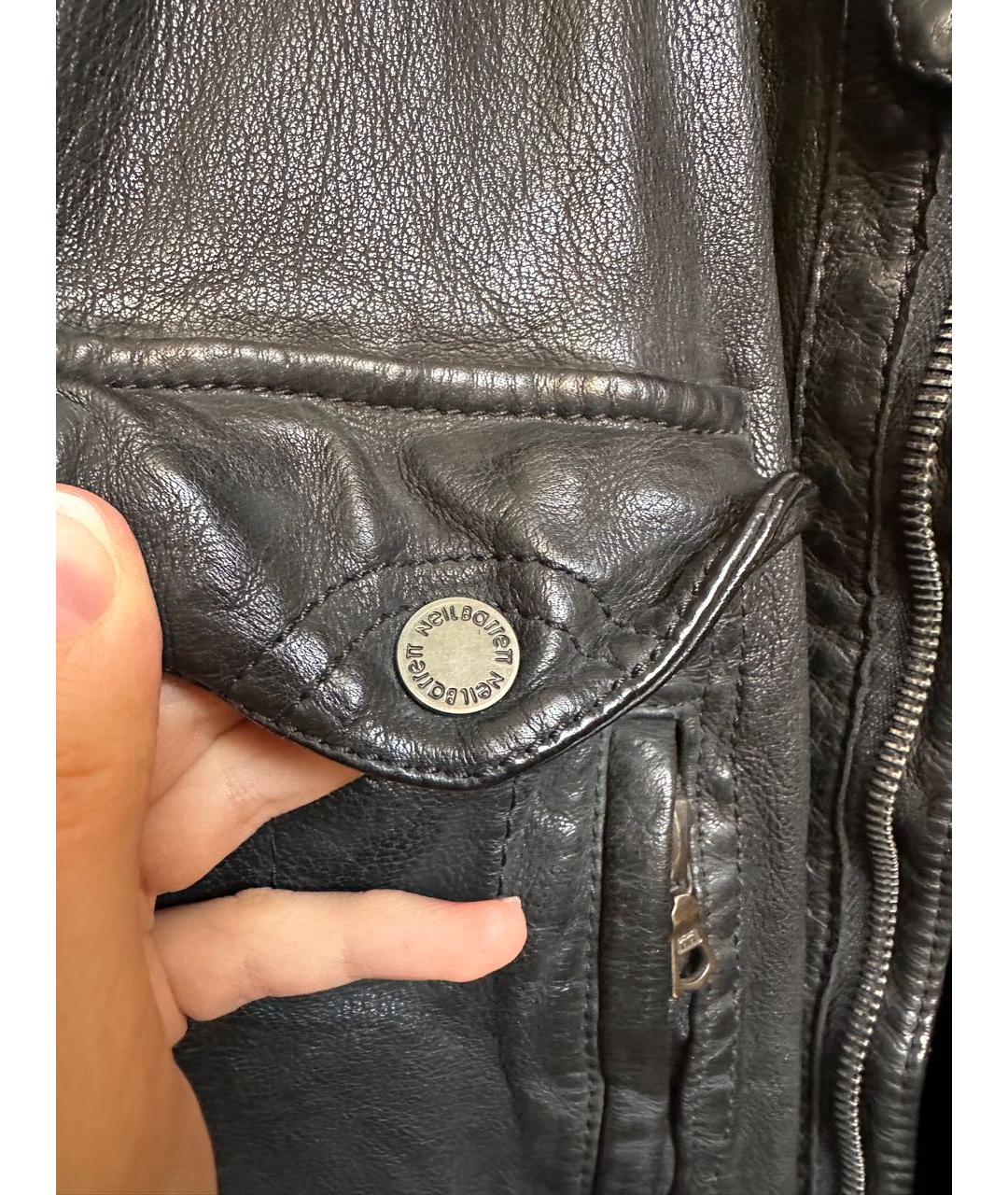 NEIL BARRETT Черный кожаный пуховик, фото 7