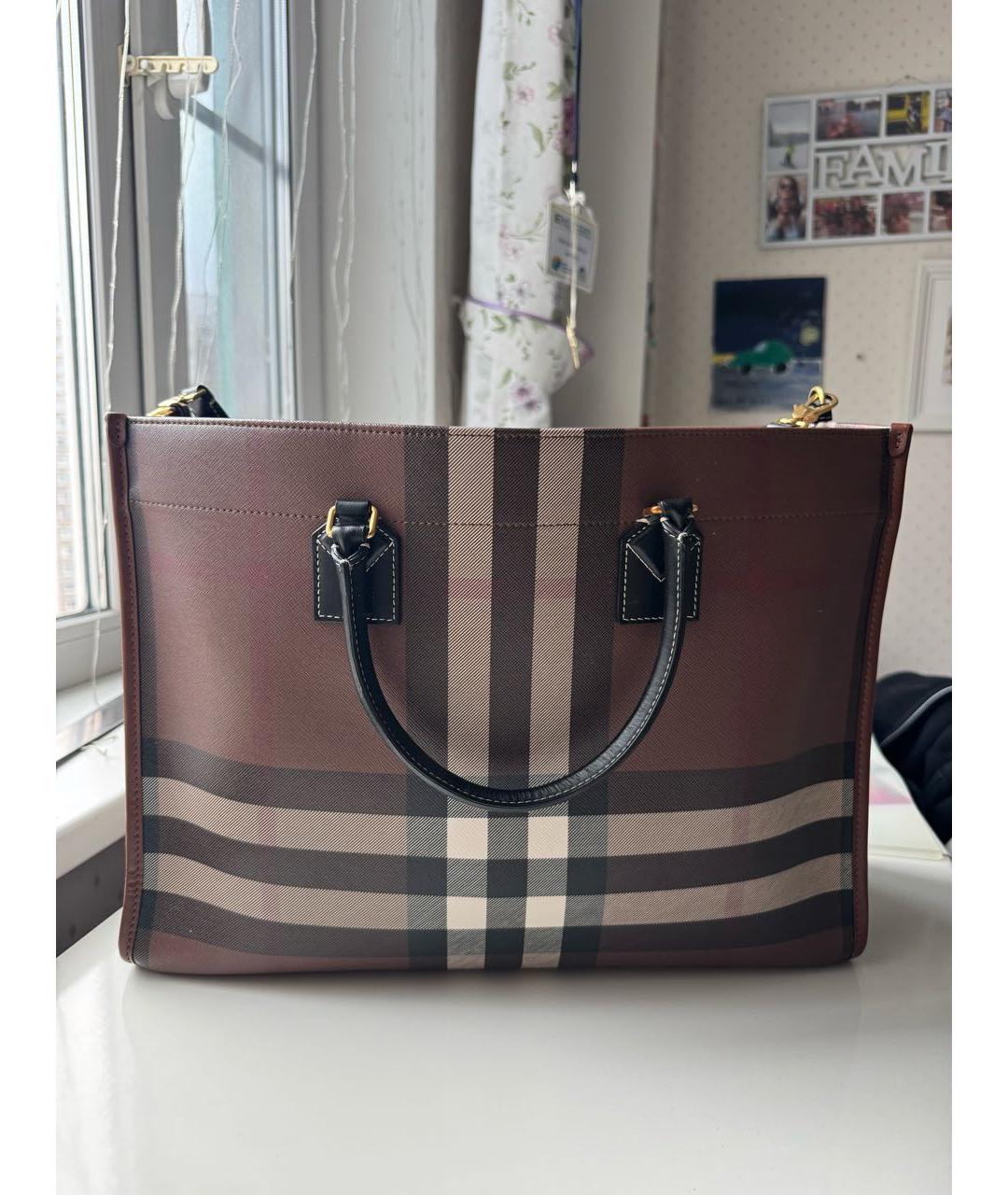 BURBERRY Коричневая кожаная сумка тоут, фото 3