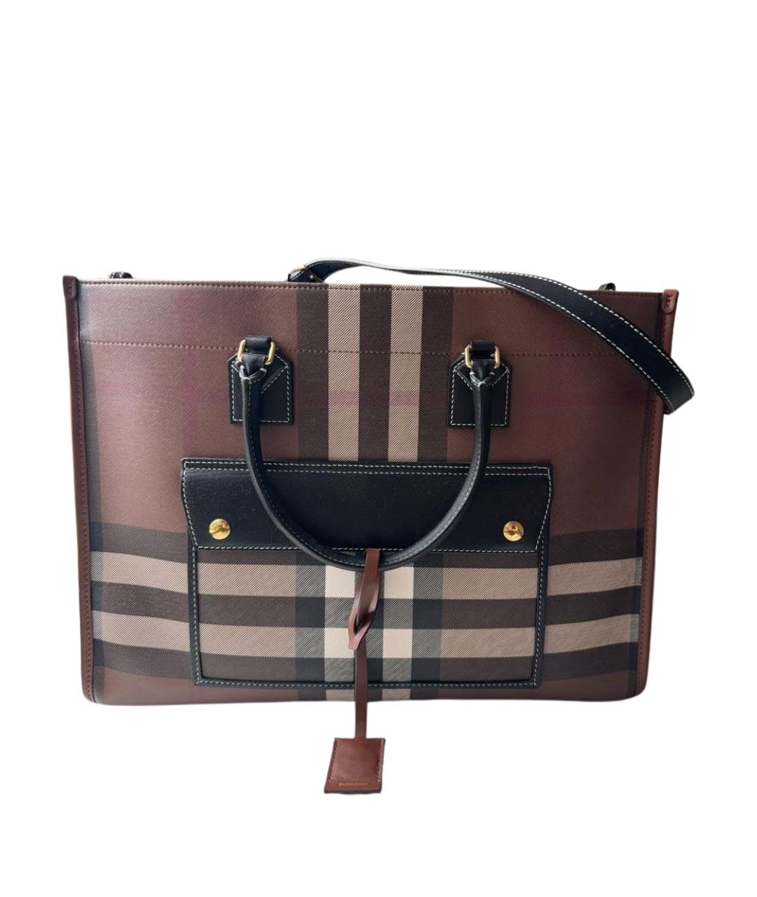 BURBERRY Коричневая кожаная сумка тоут, фото 1
