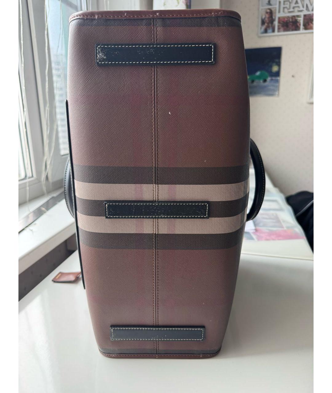 BURBERRY Коричневая кожаная сумка тоут, фото 5