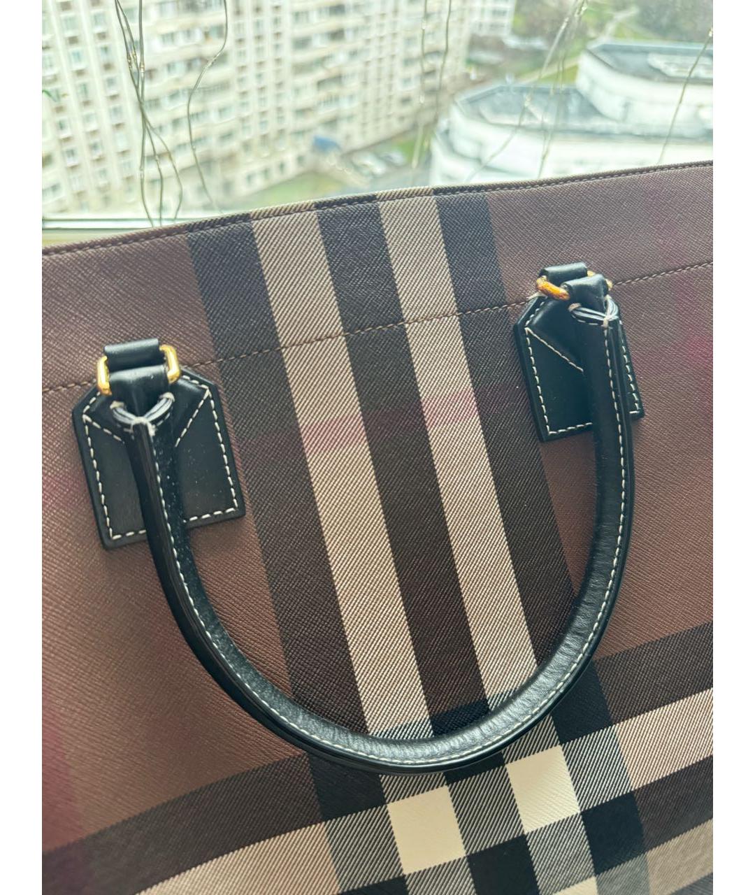 BURBERRY Коричневая кожаная сумка тоут, фото 7