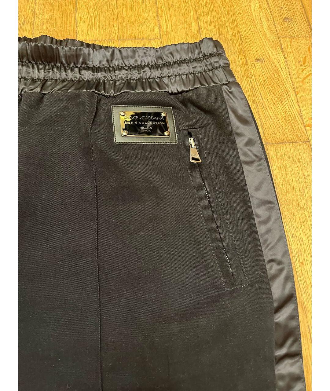 DOLCE&GABBANA Черные хлопковые повседневные брюки, фото 3