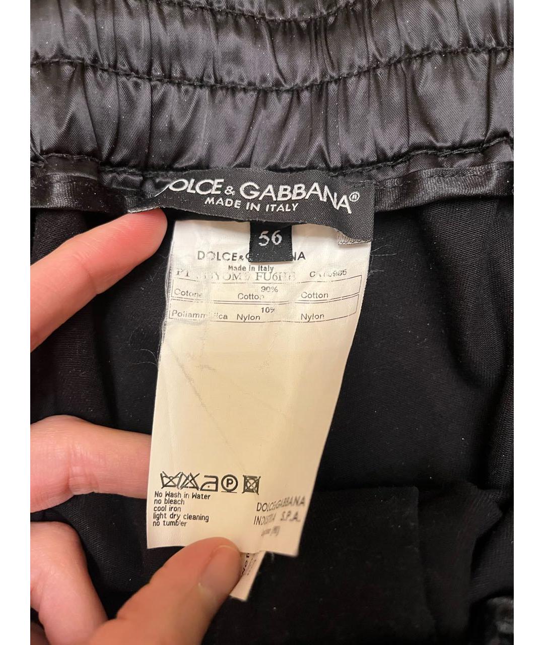 DOLCE&GABBANA Черные хлопковые повседневные брюки, фото 4