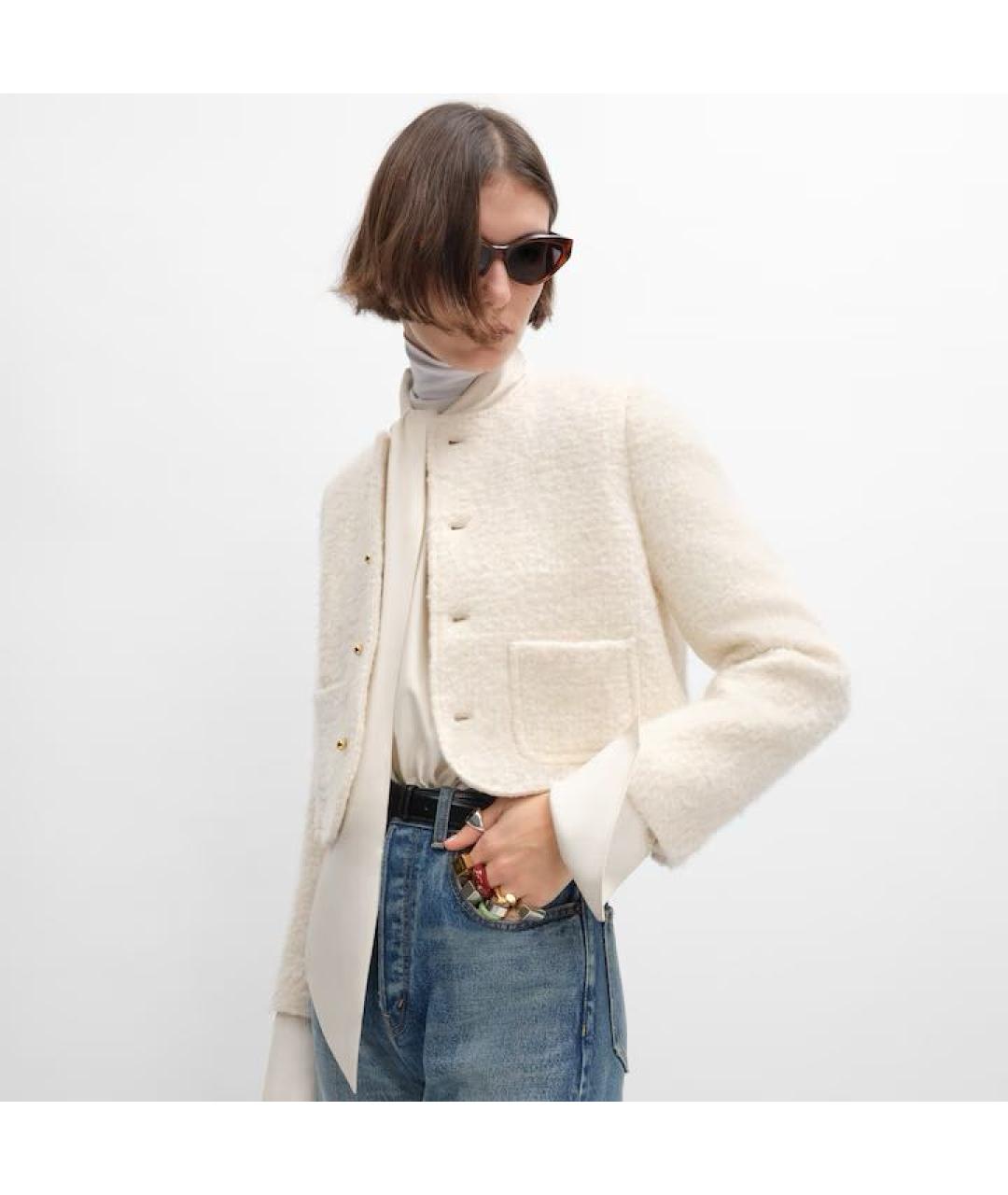 CELINE Белый кашемировый жакет/пиджак, фото 2