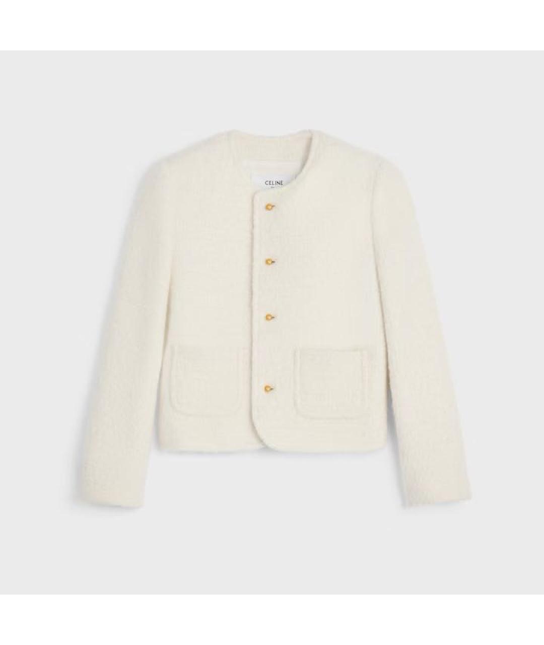 CELINE Белый кашемировый жакет/пиджак, фото 6
