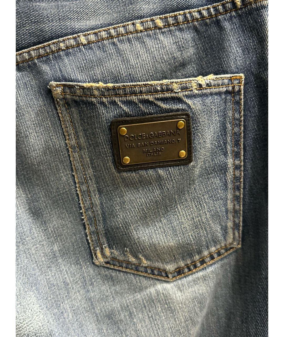 DOLCE&GABBANA Голубые хлопковые прямые джинсы, фото 4
