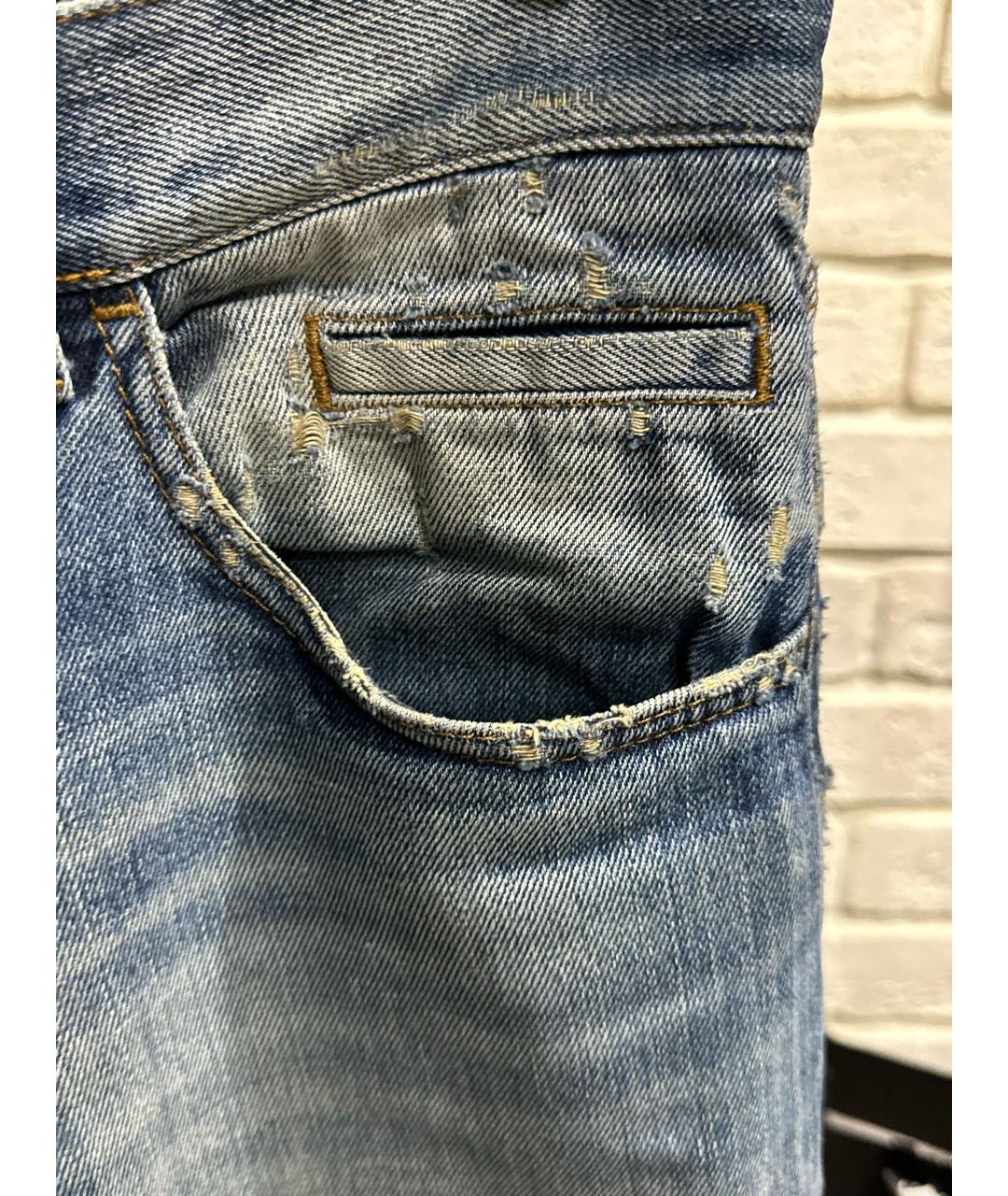 DOLCE&GABBANA Голубые хлопковые прямые джинсы, фото 3