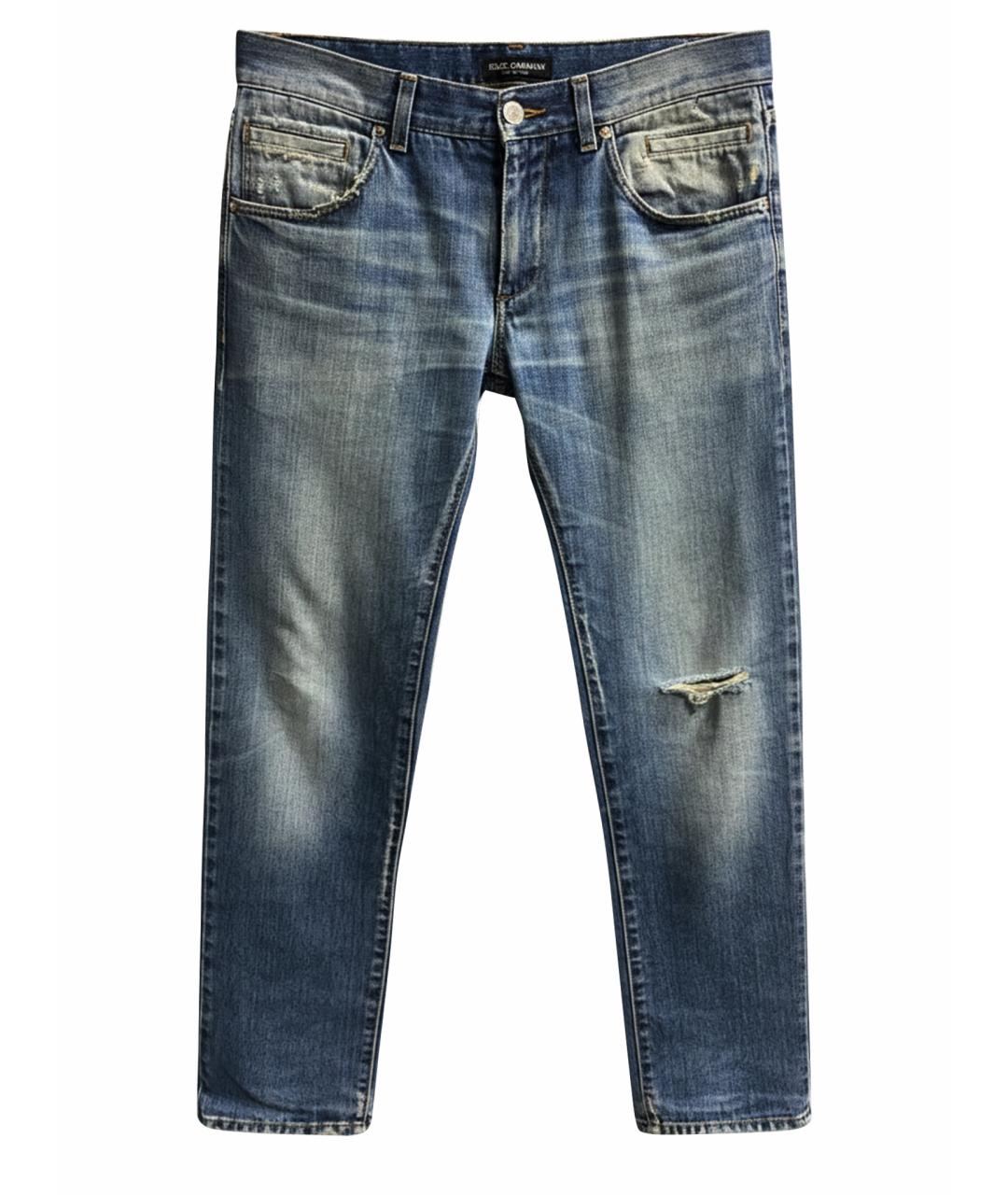 DOLCE&GABBANA Голубые хлопковые прямые джинсы, фото 1