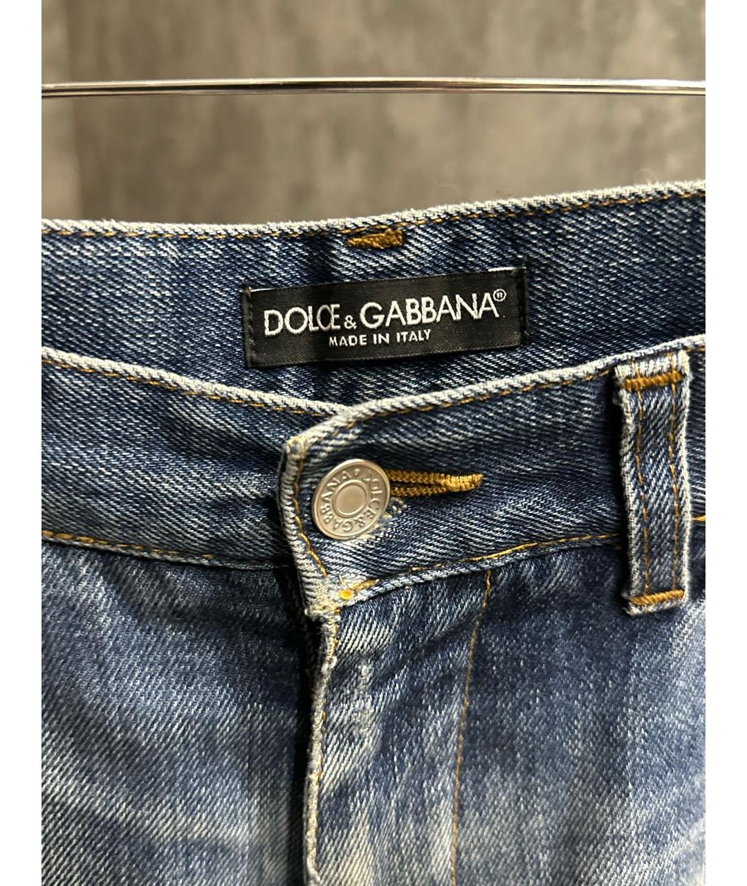 DOLCE&GABBANA Голубые хлопковые прямые джинсы, фото 5