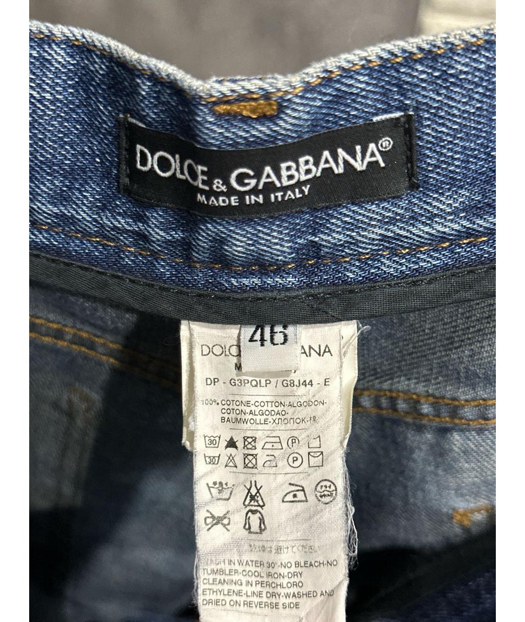 DOLCE&GABBANA Голубые хлопковые прямые джинсы, фото 6