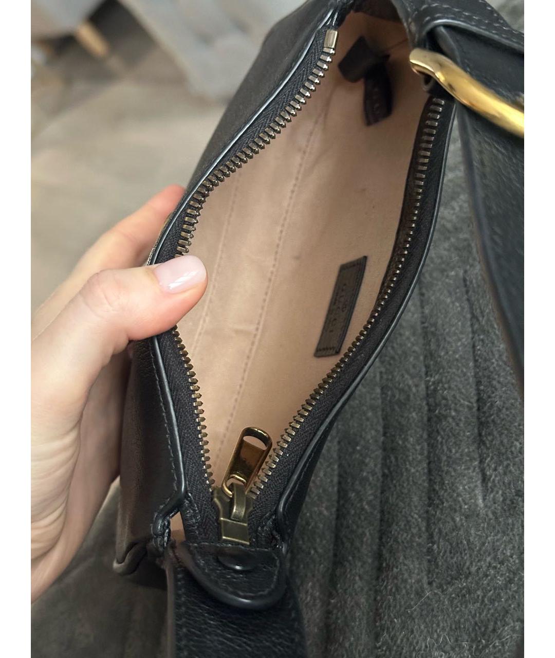 GUCCI Черная кожаная сумка с короткими ручками, фото 4