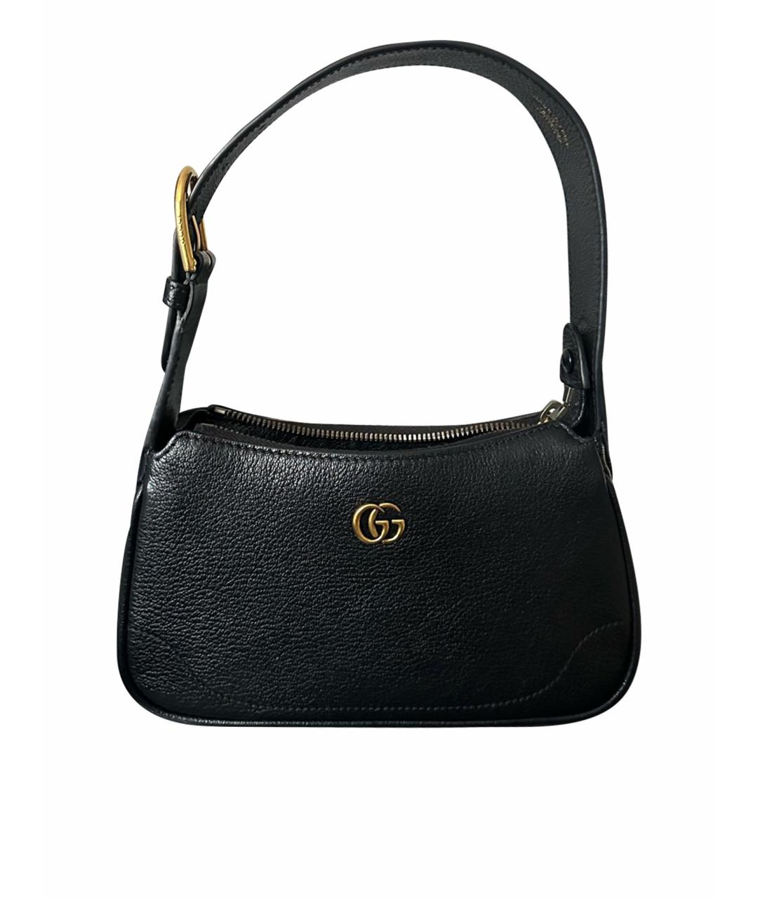 GUCCI Черная кожаная сумка с короткими ручками, фото 1