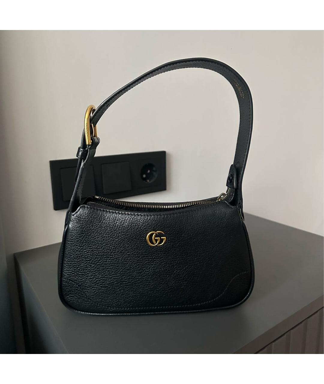 GUCCI Черная кожаная сумка с короткими ручками, фото 5