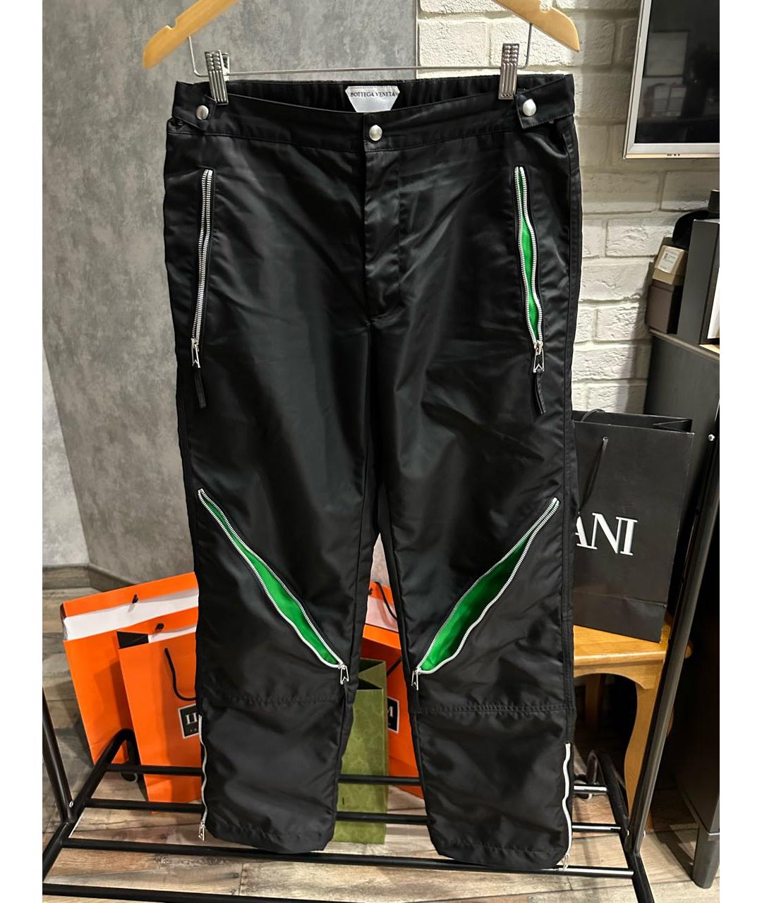 BOTTEGA VENETA Черные полиамидовые повседневные брюки, фото 3