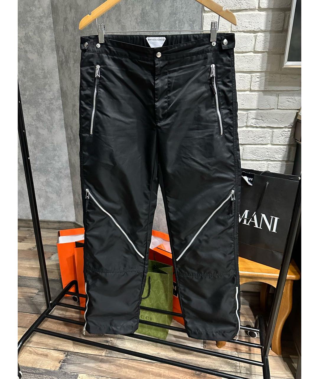BOTTEGA VENETA Черные полиамидовые повседневные брюки, фото 2