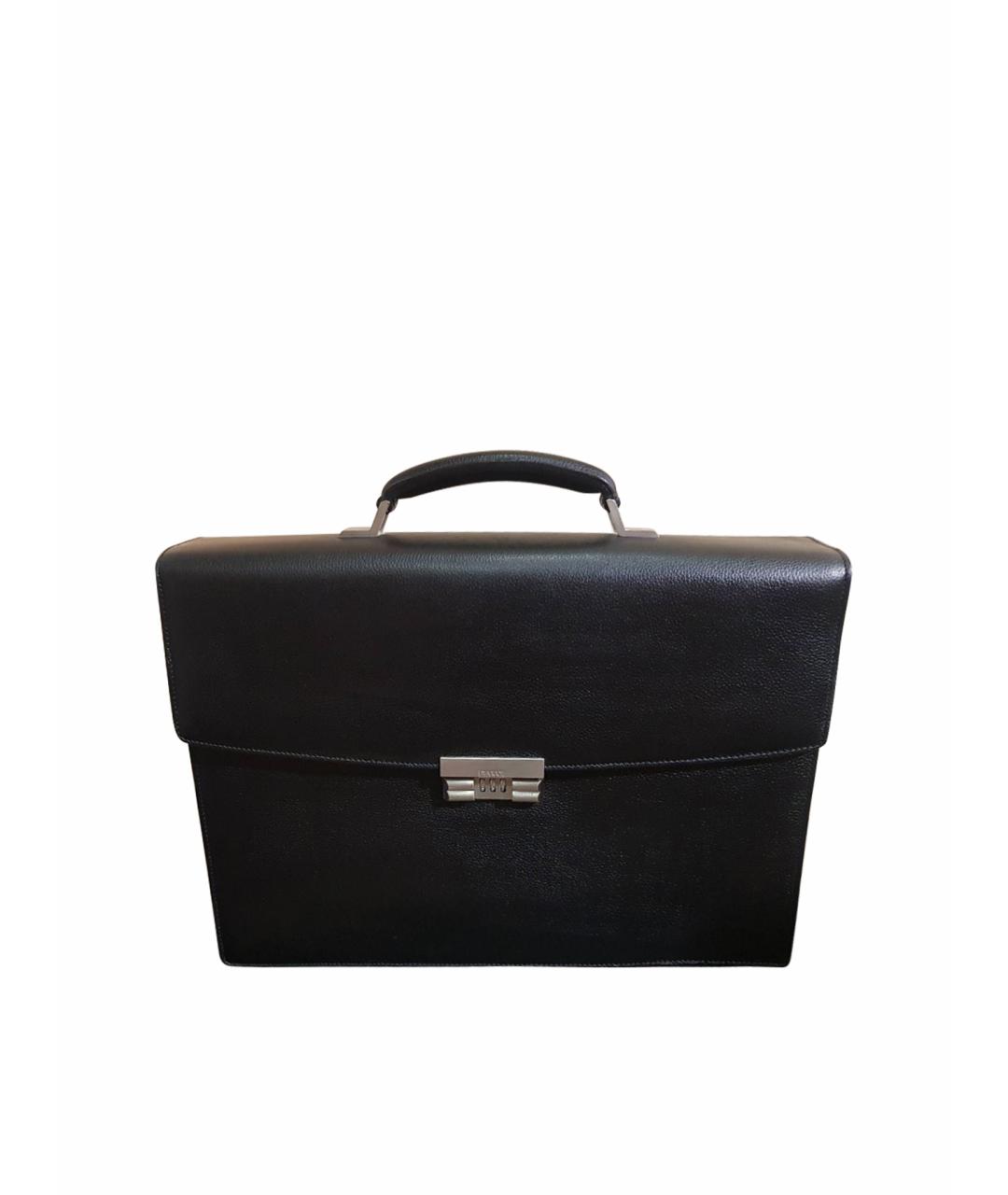 BALLY Черный кожаный портфель, фото 1