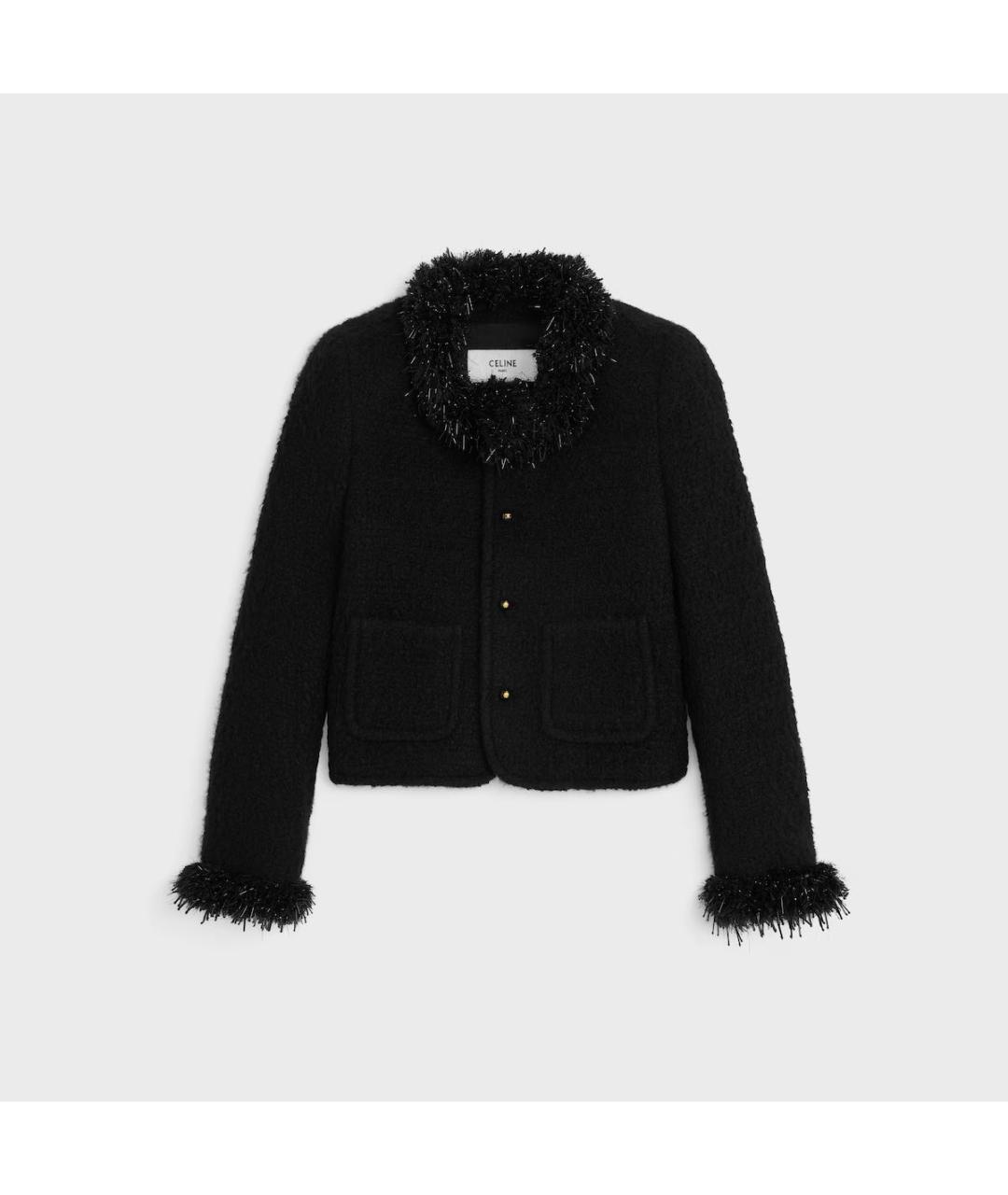 CELINE Черный кашемировый жакет/пиджак, фото 4