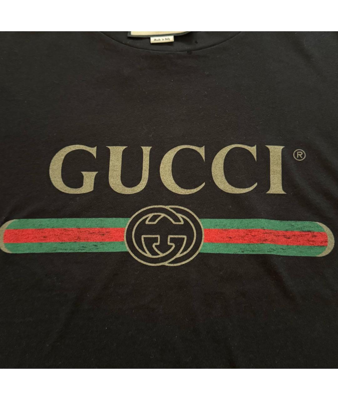 GUCCI Черная хлопковая футболка, фото 7